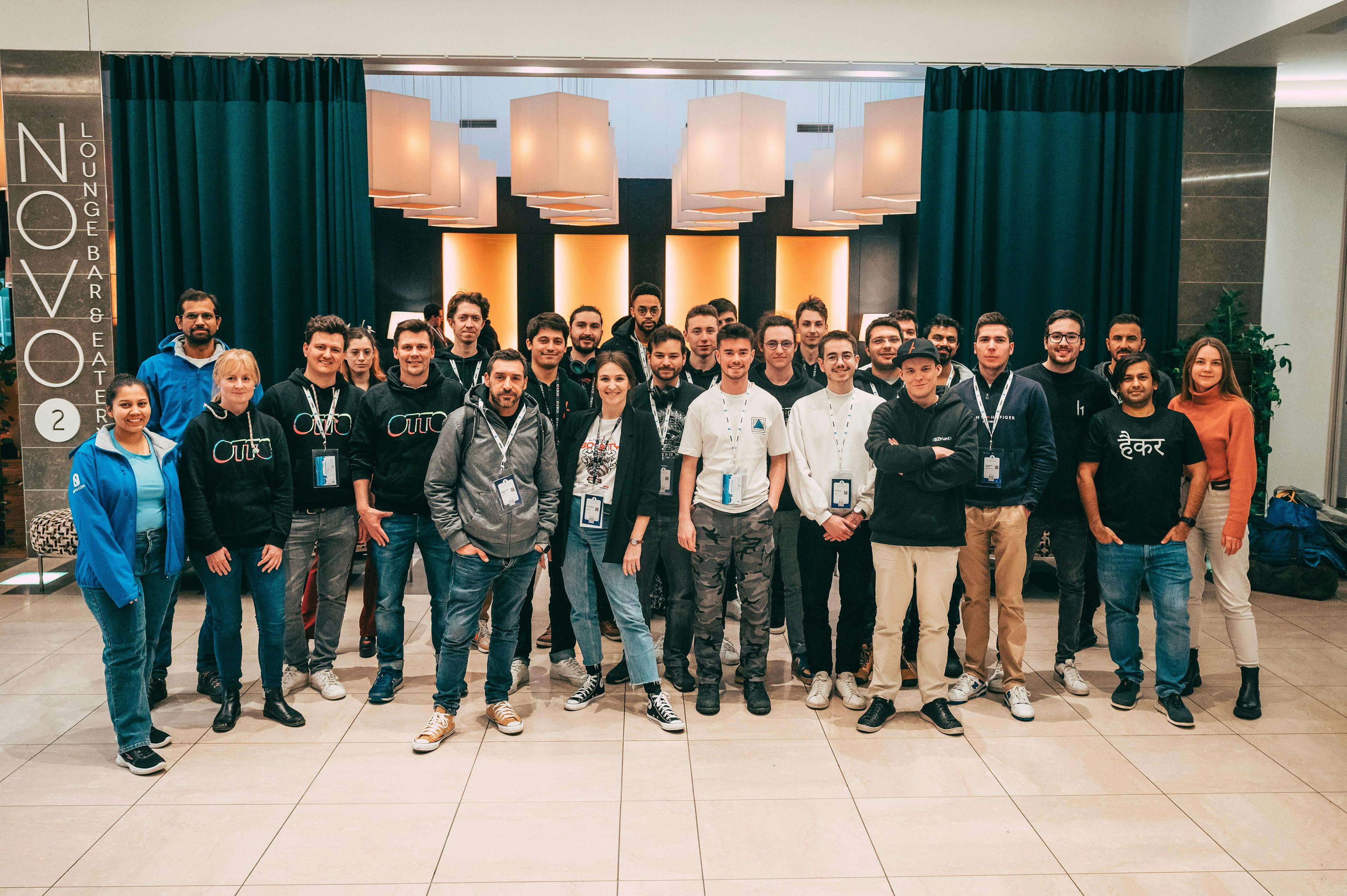 A group of hackers who took part in the YesWeHack and Nullcon live hacking event in Berlin. 